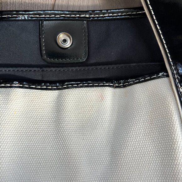 Lands' End Canvas Tote Black Patent Leather Trim - Picture 4 of 9